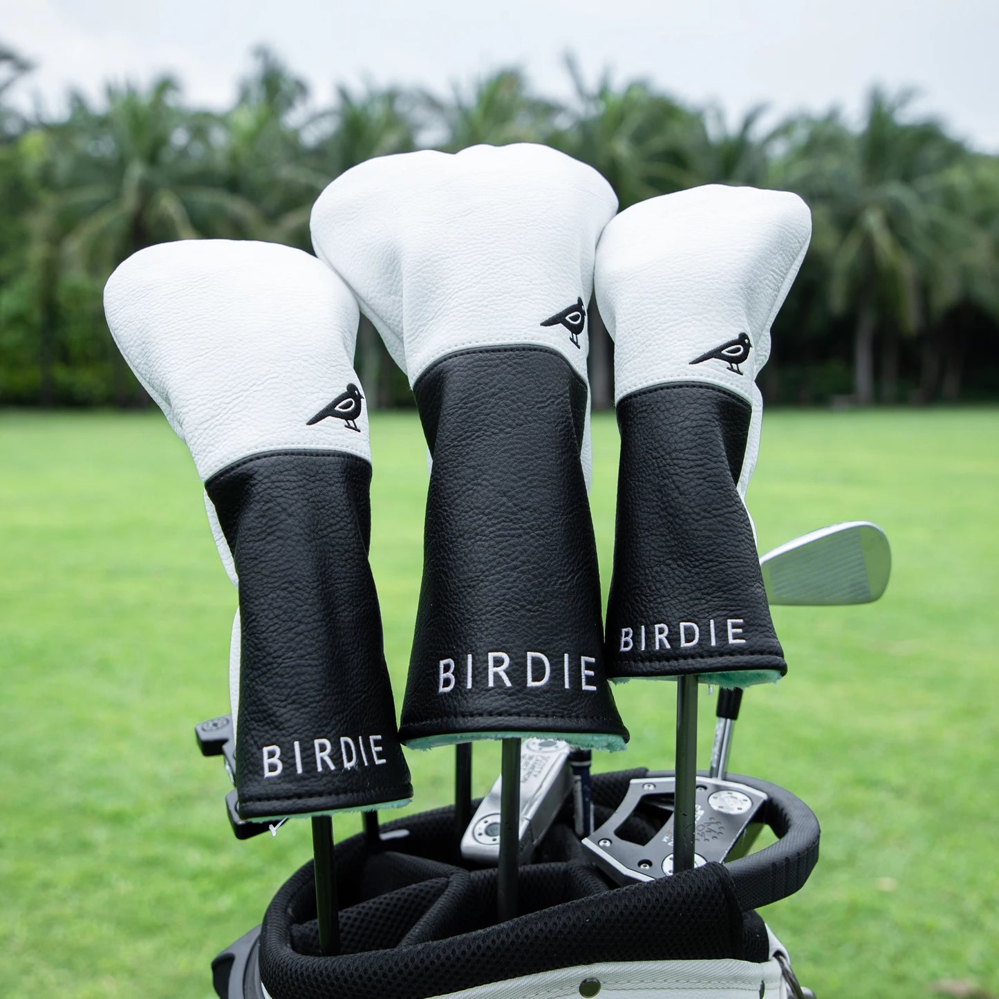 White Premium Leather Birdie Golf Headcovers