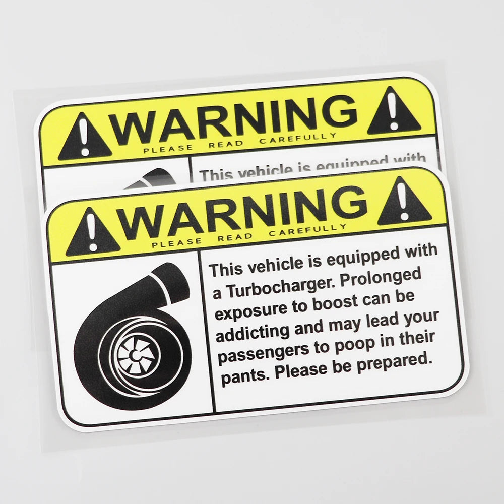 Turbo Warning Funny Sticker