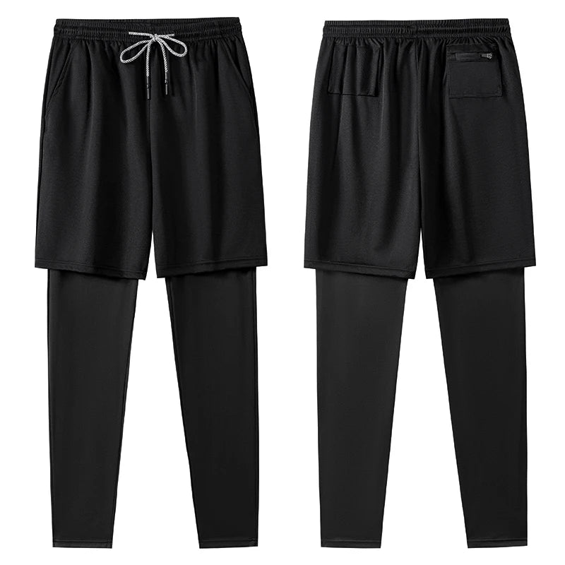 Mens 2 in 1 Running Workout Pants With Phone Pocket