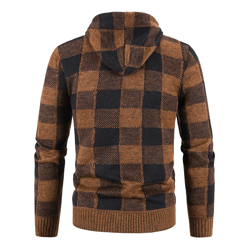 Hooded Plaid Winter Coat