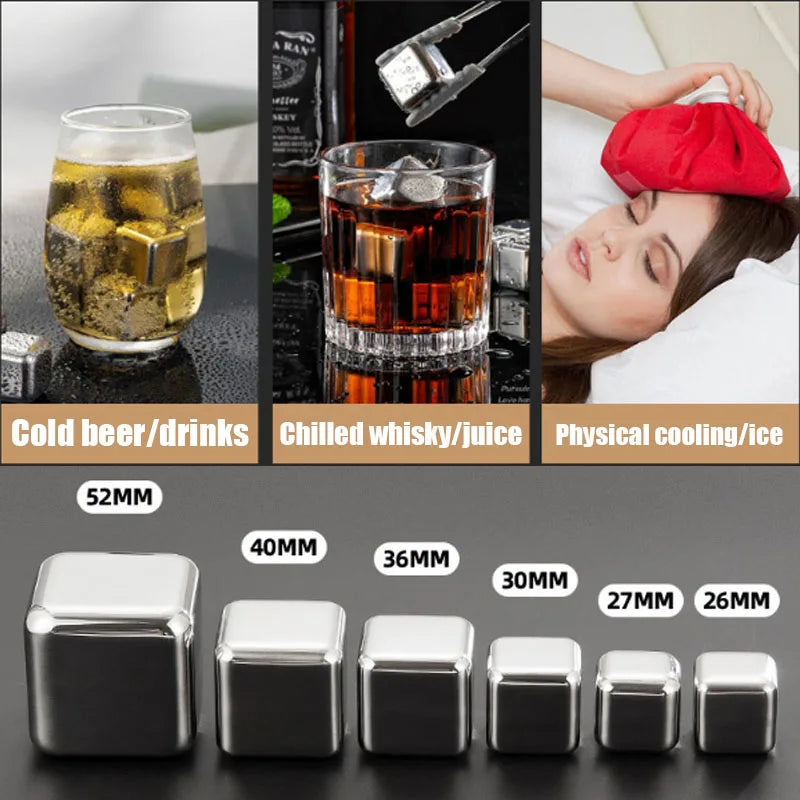 4/6/8pcs Reusable Stainless Steel Ice Cubes