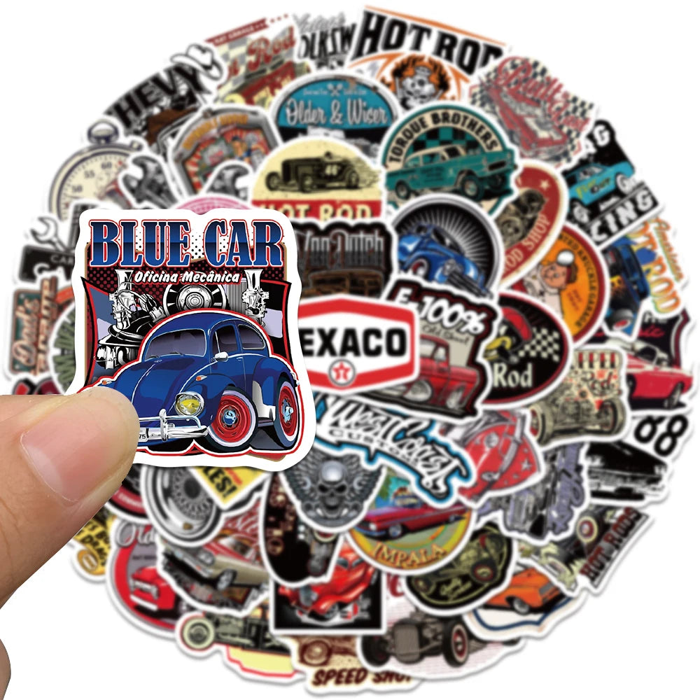 50pcs Retro Vintage Car Stickers
