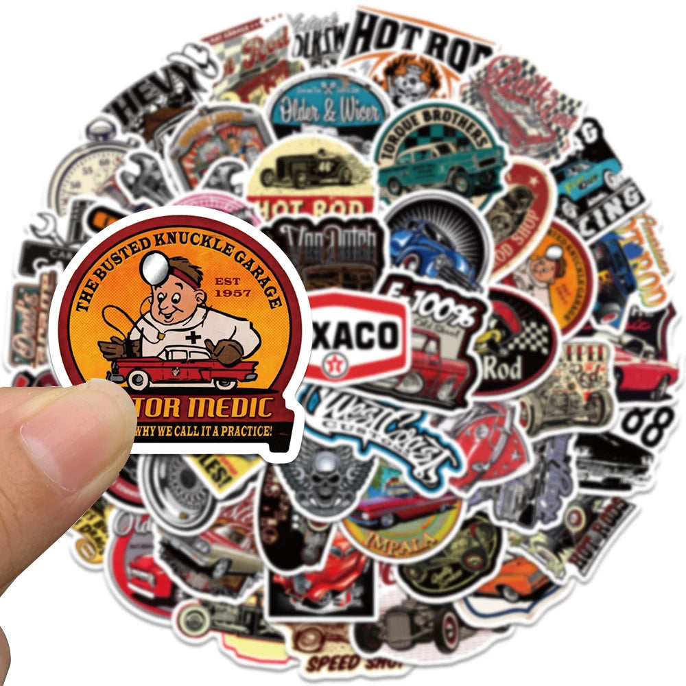 50pcs Retro Vintage Car Stickers