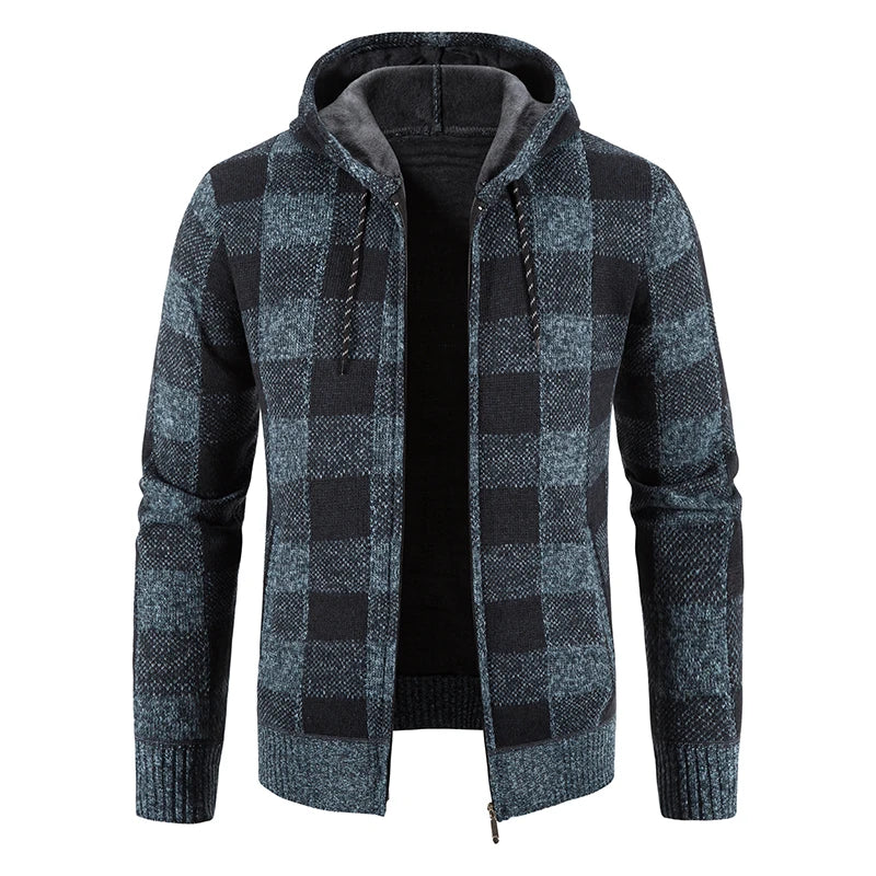 Hooded Plaid Winter Coat