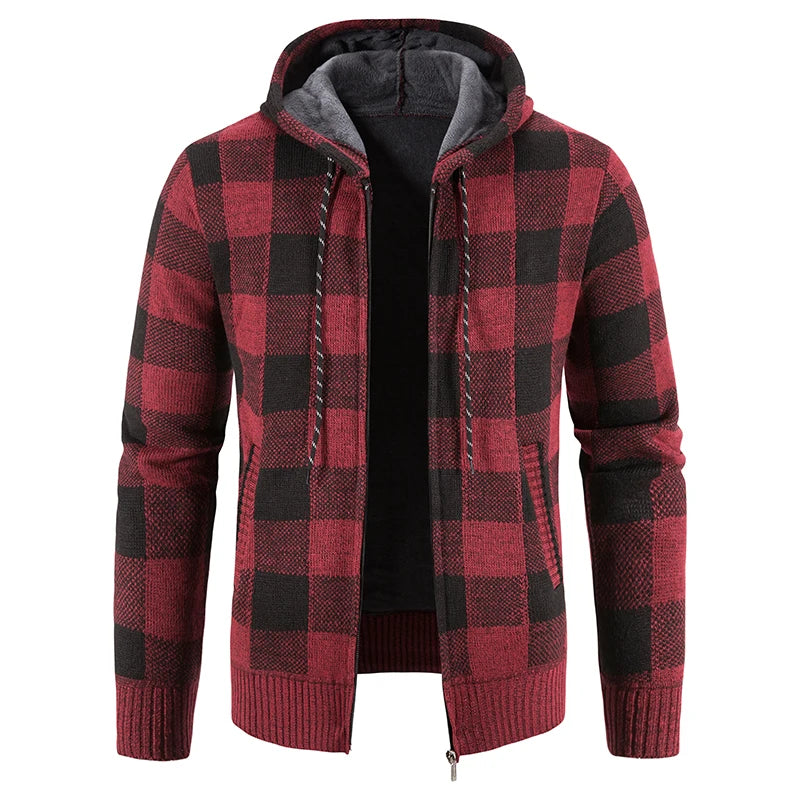 Hooded Plaid Winter Coat