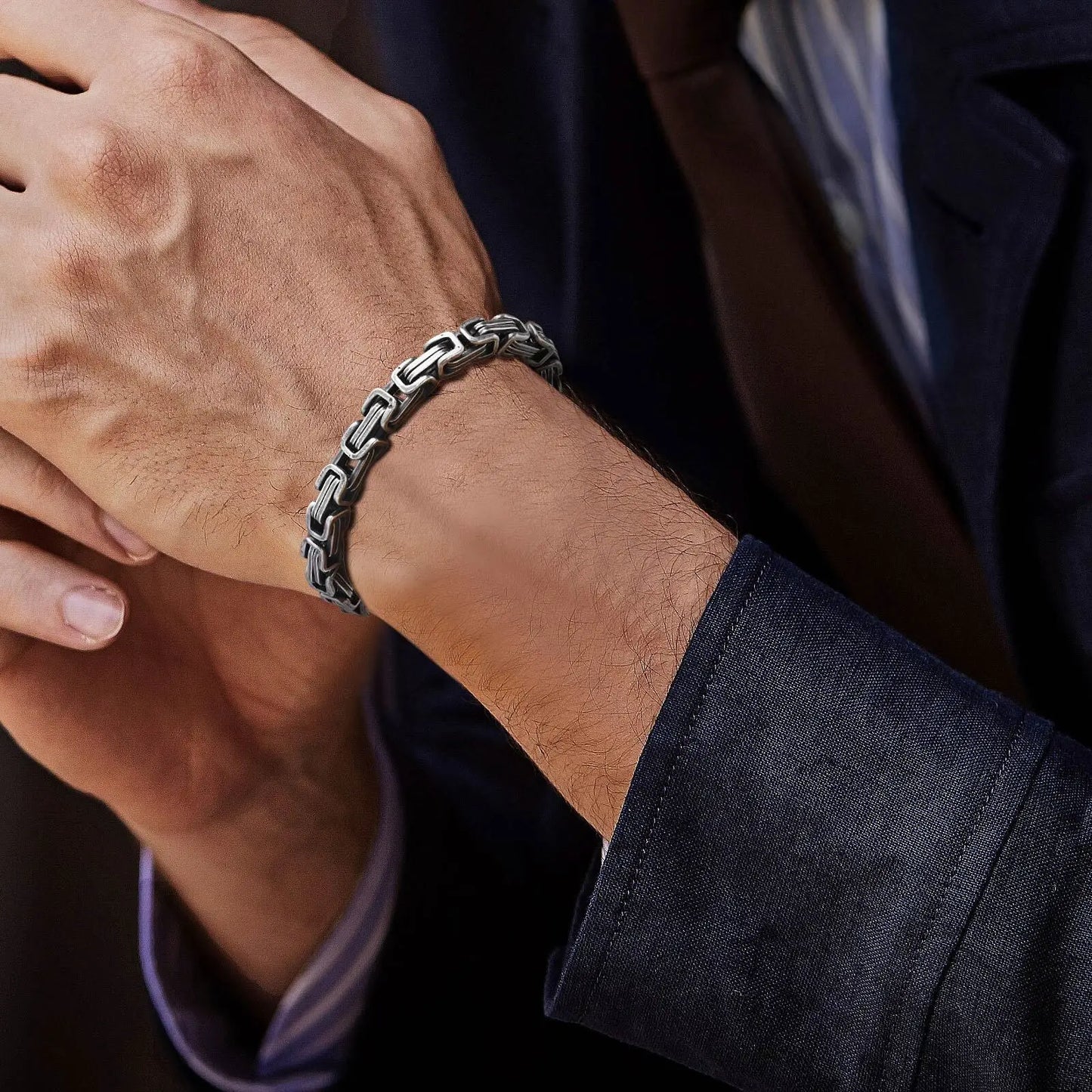 Vnox Oxidized Stainless Steel Bracelet