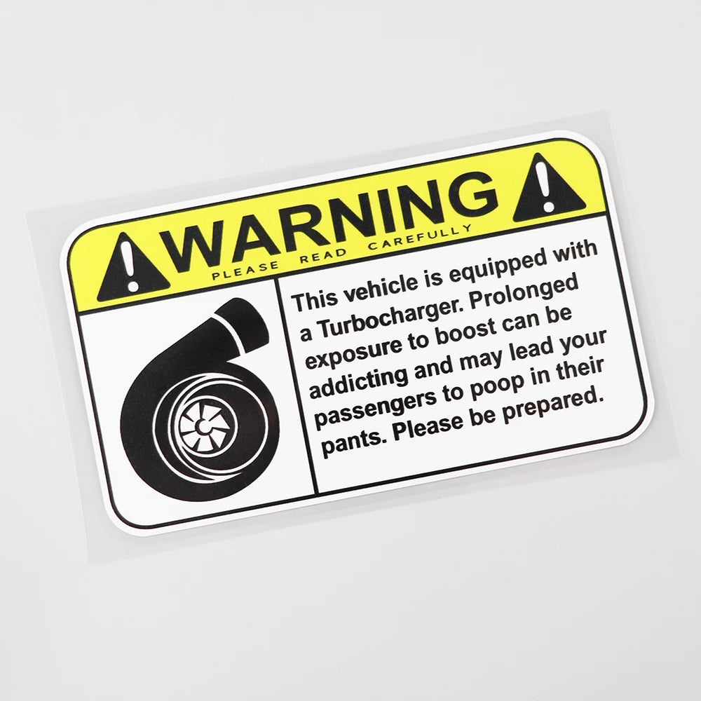Turbo Warning Funny Sticker