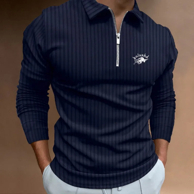 Long Sleeve Zipper Polo Shirt