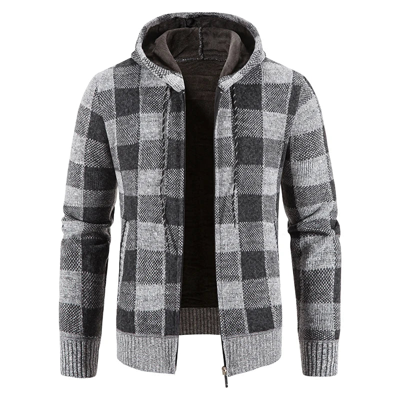 Hooded Plaid Winter Coat