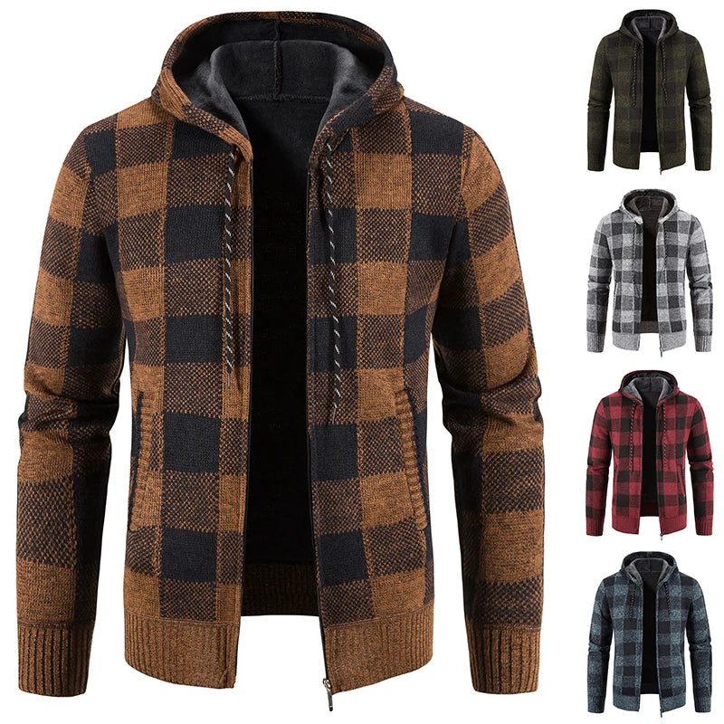 Hooded Plaid Winter Coat
