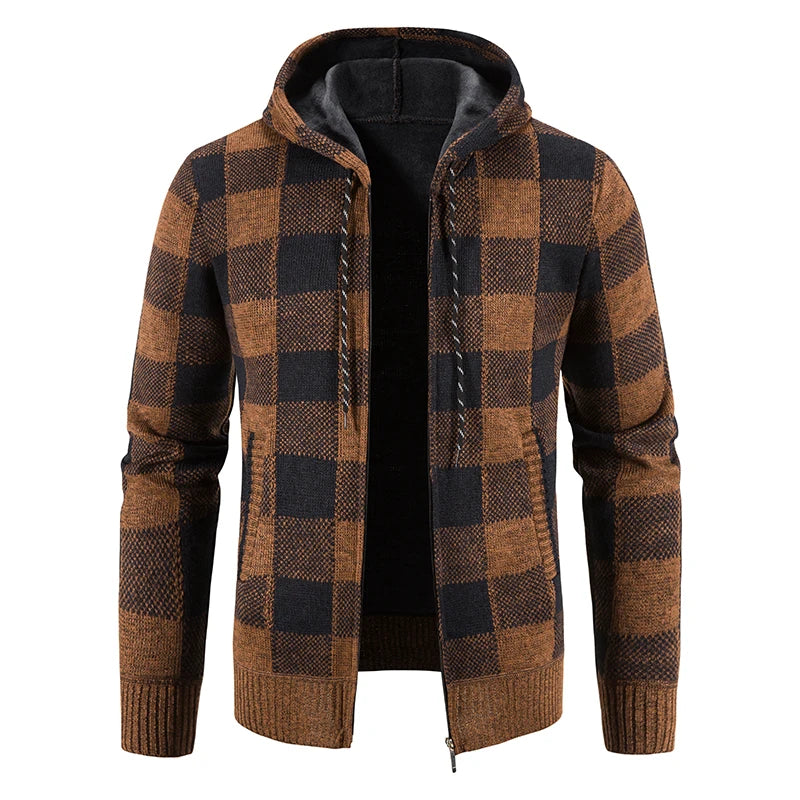 Hooded Plaid Winter Coat