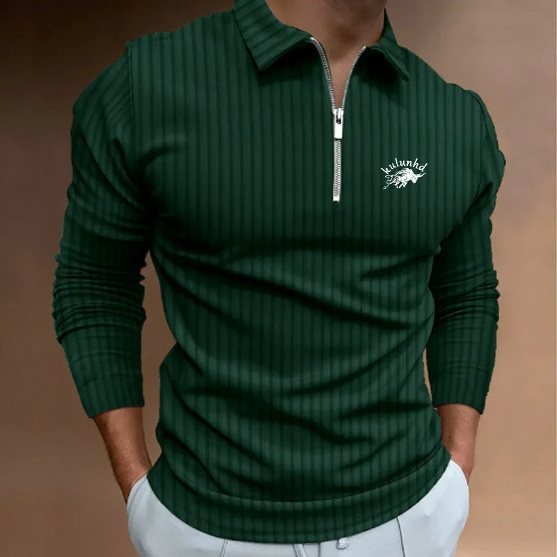 Long Sleeve Zipper Polo Shirt
