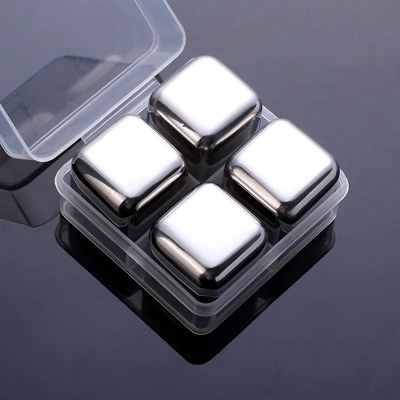 4/6/8pcs Reusable Stainless Steel Ice Cubes
