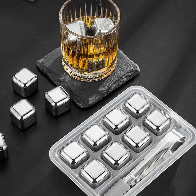 4/6/8pcs Reusable Stainless Steel Ice Cubes