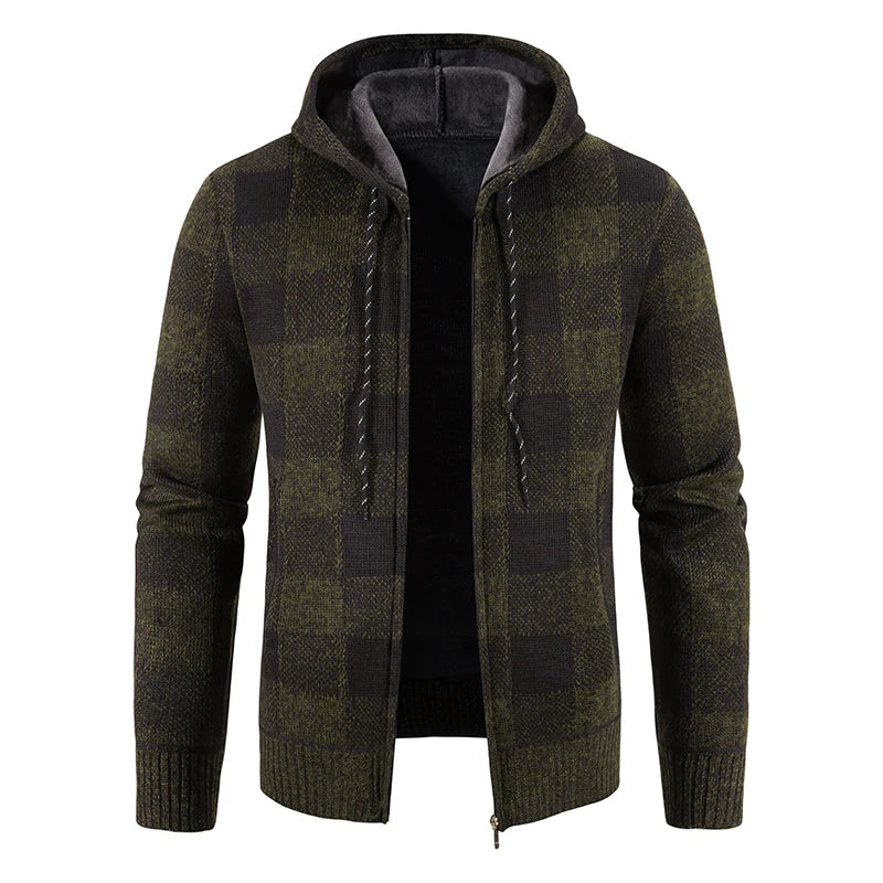 Hooded Plaid Winter Coat
