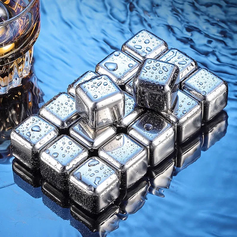 4/6/8pcs Reusable Stainless Steel Ice Cubes