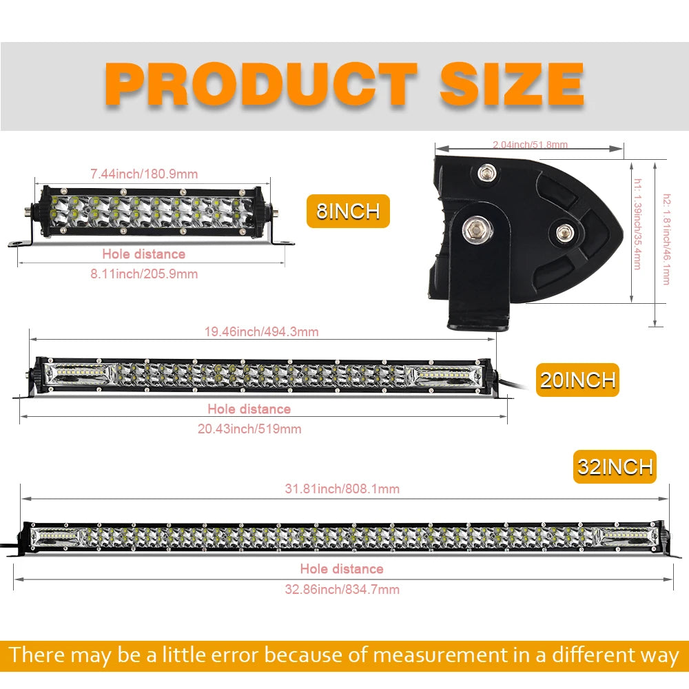 Super Slim 12D 8" 20" 32" LED Light Bar