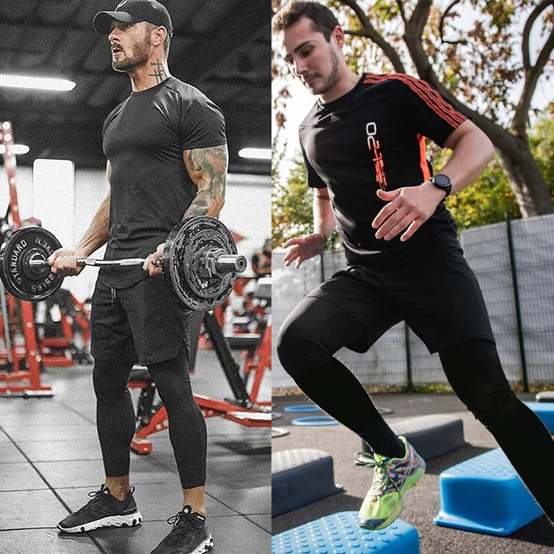 Mens 2 in 1 Running Workout Pants With Phone Pocket