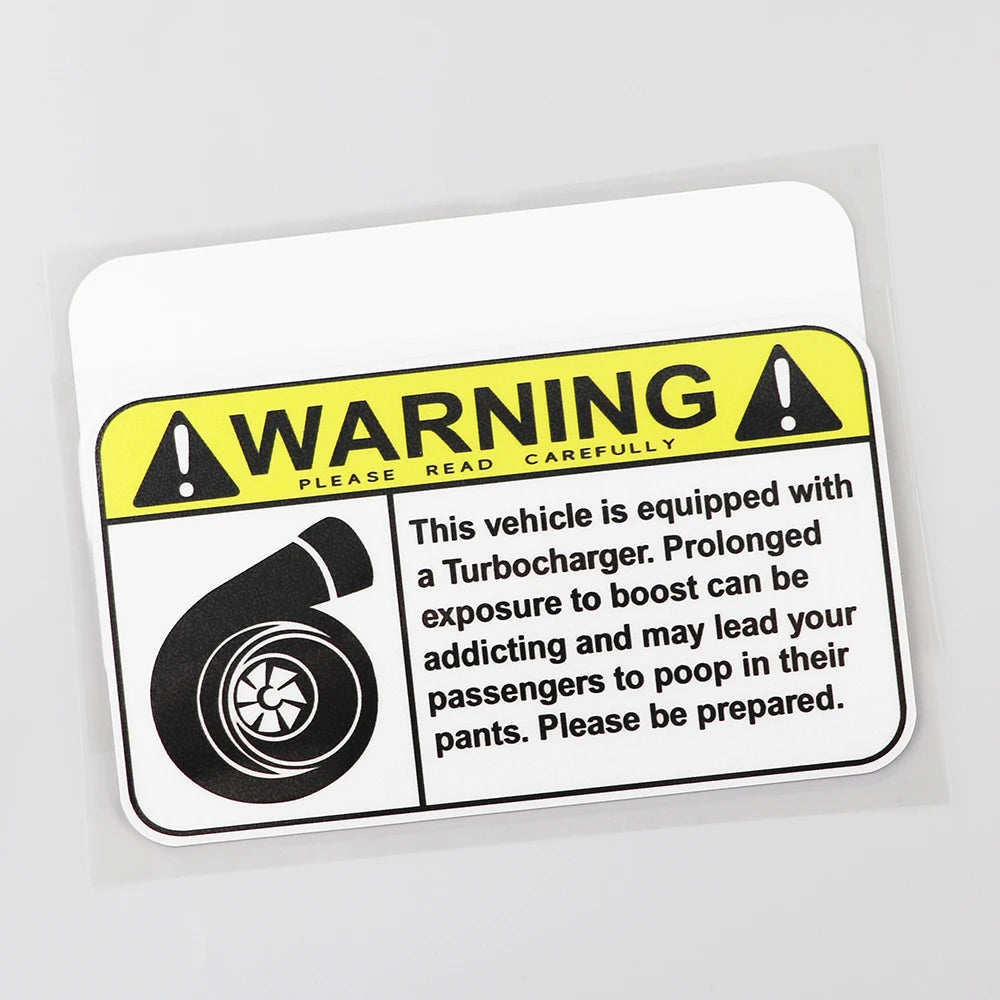 Turbo Warning Funny Sticker
