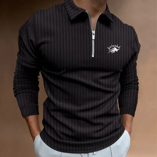 Long Sleeve Zipper Polo Shirt