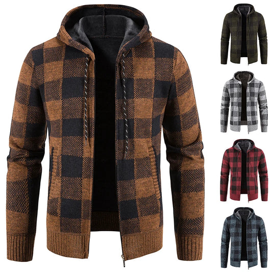 Hooded Plaid Winter Coat