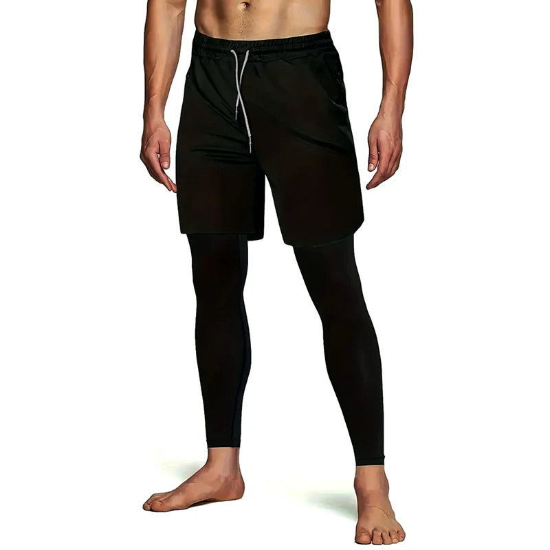 Mens 2 in 1 Running Workout Pants With Phone Pocket